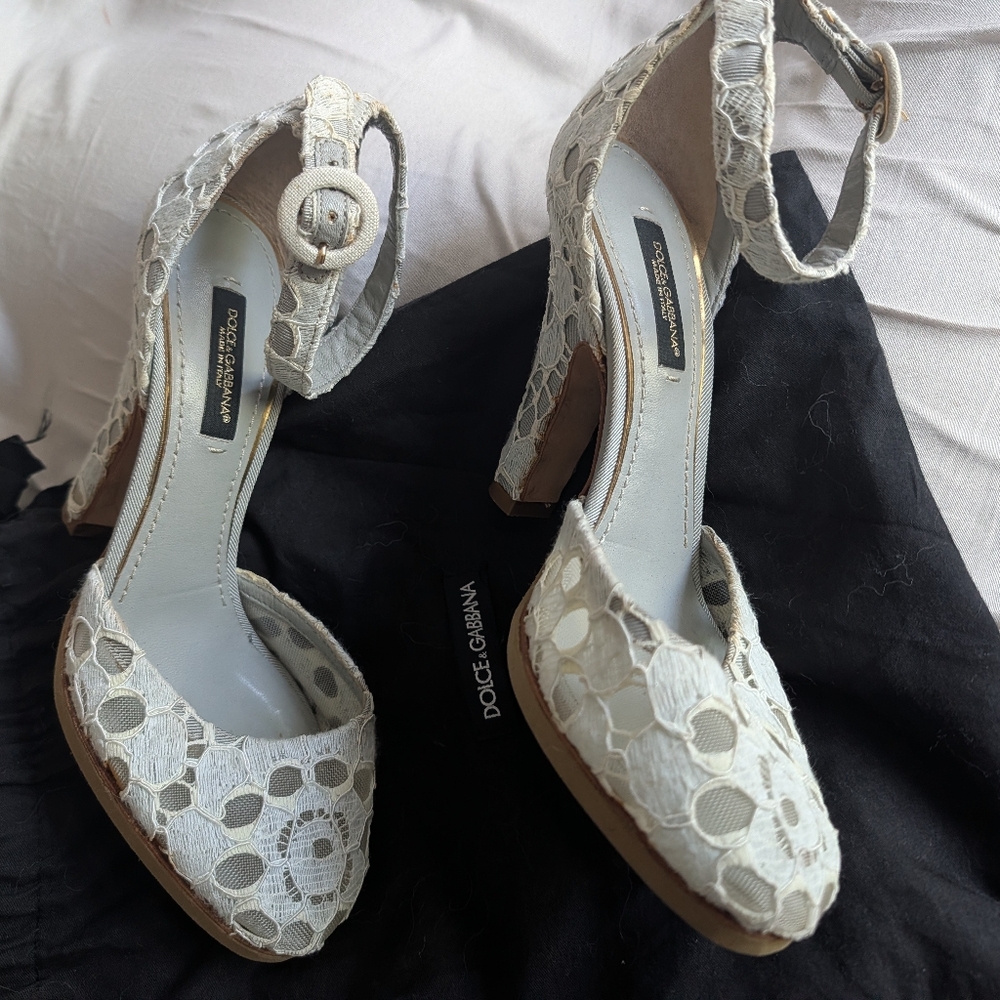 Dolce & Gabbana White Lace Heels